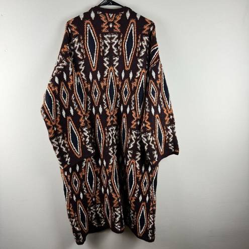 ZARA  Knit Cardigan Womens Size Small Duster Long Aztec Heavy Pockets Boho NEW