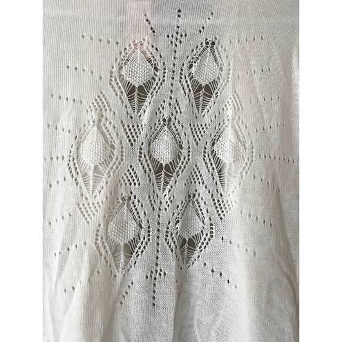 Dress Barn  Women's White Loose Knit Open front Cap Sleeve Cardigan Size M