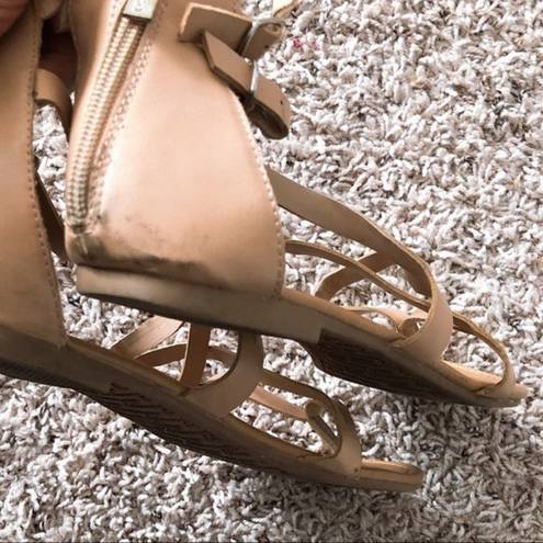 Breckelle’s Breckelle's Sandals Shine Gladiator Cream Brown Criss-Cross Shoe Size 9