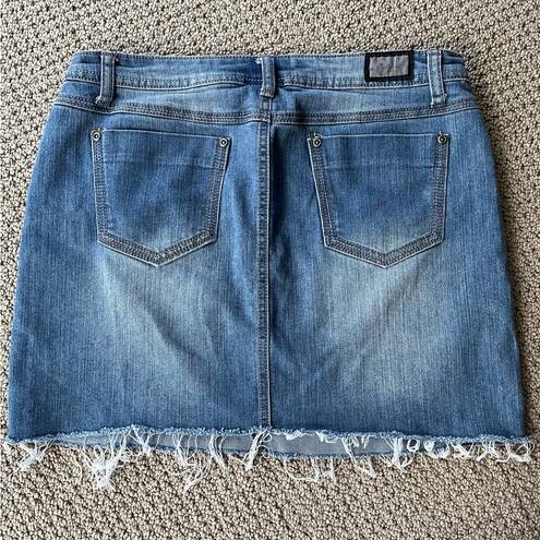 Earl Jean Women’s Denim Jean Mini Skirt Distressed