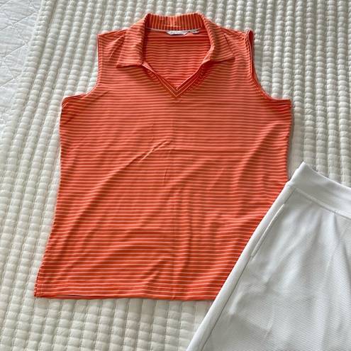 Lady Hagen  Orange Striped Sleeveless Golf Polo Size M