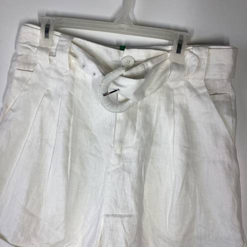 Farm Rio  Tailored Linen High Rise Shorts cream/ivory Size Large