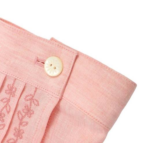 J.Jill NWT  Scalloped Floral Embroidered Pink Linen Button Front Jacket M