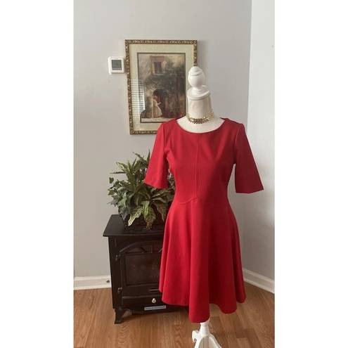 Black Swan  Women Red Dress M Exposed Zipper Fit & Flare Short Sleeve Preppy