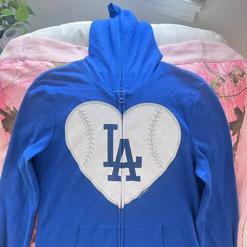 5th & Ocean los angeles la dodgers baseball heart blue zip up hoodie jacket 