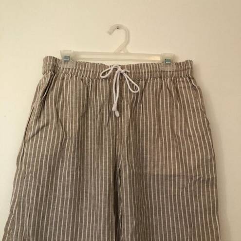  BEACH LUNCH LOUNGE Lightweight Linen Cotton Cropped Pant Brown