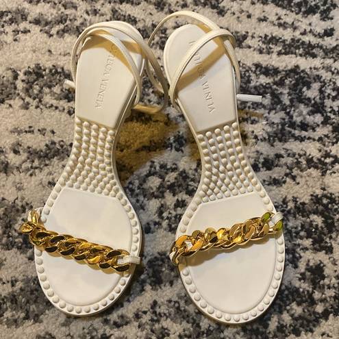 Bottega Veneta Off-White Dot Heeled Sandals size 38