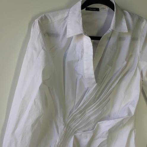 Natori  cotton poplin side drape button doown Blouse White