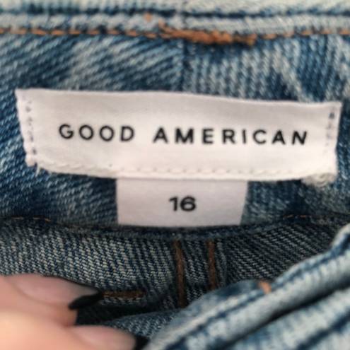 Good American Good Boy Slit Hem Ripped High Rise Boyfriend Jeans 16