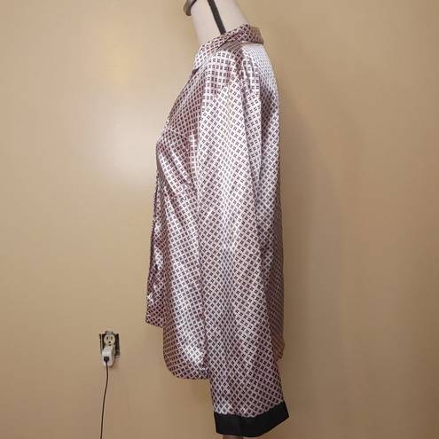 Linea Donatella  Pink Black Size Small S Soft Smooth Pajama Long Sleeve Shirt