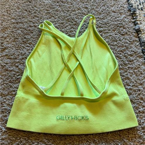 Gilly Hicks Hollister Neon Yellow Ribbed Sports Bra Tank Top