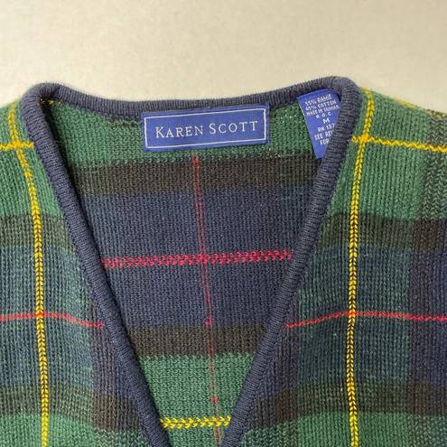 Karen Scott  Ramie Cotton Academia Plaid Knit Vest