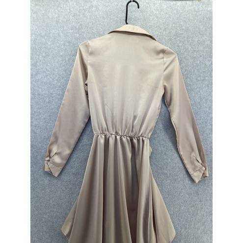 Pretty Little Thing Pretty Little Things Women's Dress Hi Low Beige Long Sleeve Size 4 Surplice