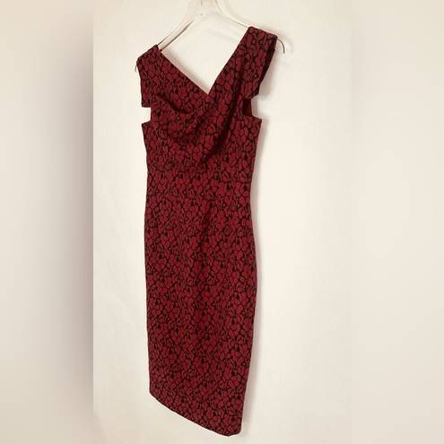 Black Halo  Jackie O Burgundy Wine Red Lace Cotton Raschel Dress Size 2