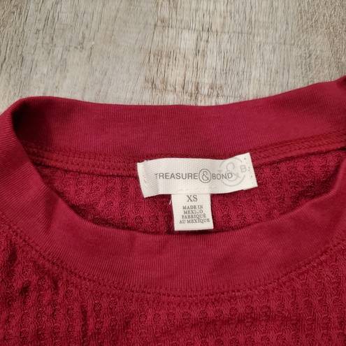 Treasure & Bond NWT  Burgundy Plum Waffle Crew Neck Sweater Size XS