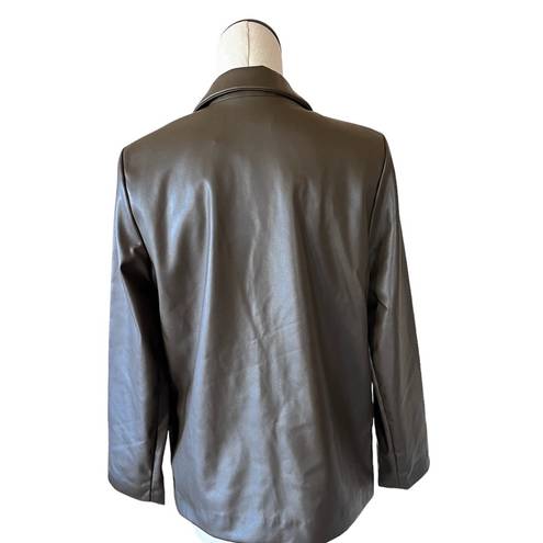 BCBGeneration NWT  Faux Leather Boyfriend Blazer In Dark Olive