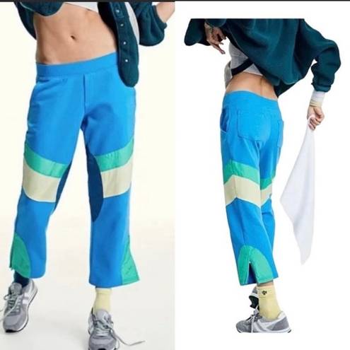 Free People Movement NEW  Flurry Retro Blue Combo Cropped Sweatpants Size Small