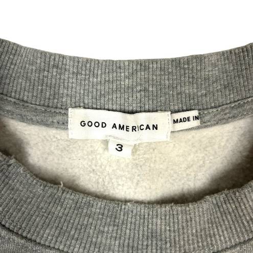 Good American  Size 3 US L Distressed Cropped Boyfriend Sweatshirt Heather Gray