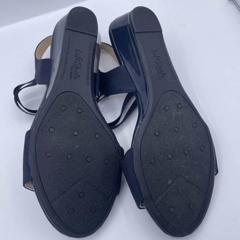 Life Stride wedge sandals navy blue women Size 7 1/2M