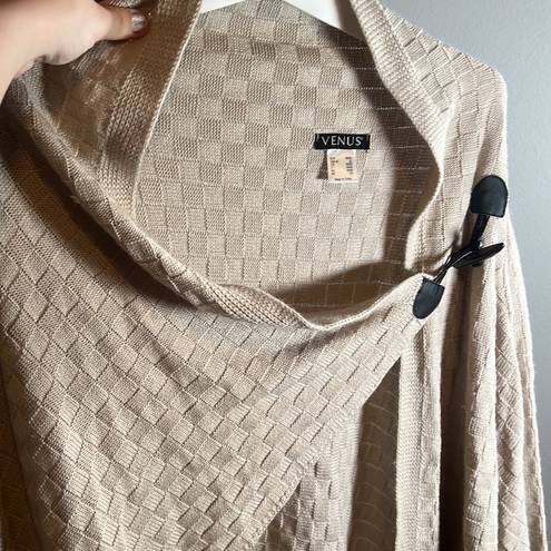 Venus  Basket Weave Wrap Sweater in Tan - Size XL