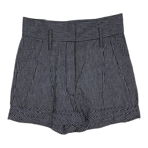 3.1 Phillip Lim  Black Linen Blend Pinstripe High-Rise Paper Bag Shorts Size 8