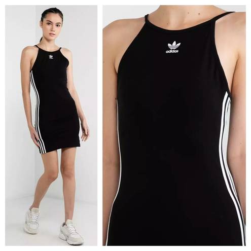 Adidas  Adicolor Classic Fitted Summer Mini Dress Black White Women's XS