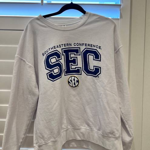 Tultex WHITE SEC TEAM LOGO LONG SLEEVE CREW SWEATSHIRT