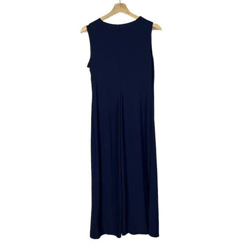 Tiana B  Navy Blue Wrap Front Sleeveless Midi Dress M