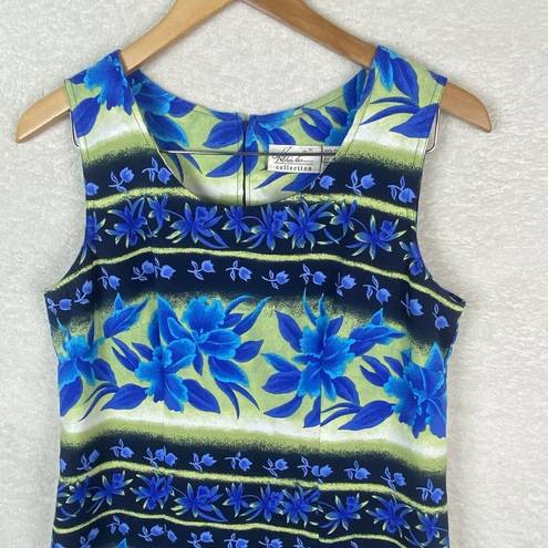 Kathie Lee Collection  Sleeveless Hawaiian Sheath Dress Size 8 Blue Green Floral