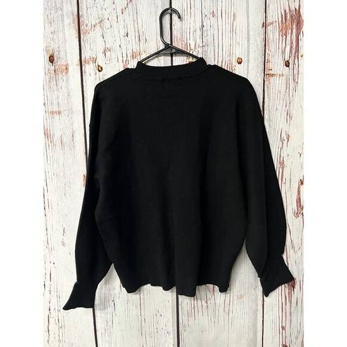 The Row All: Crew Bubble Sleeve Sweater - Black / Size Medium