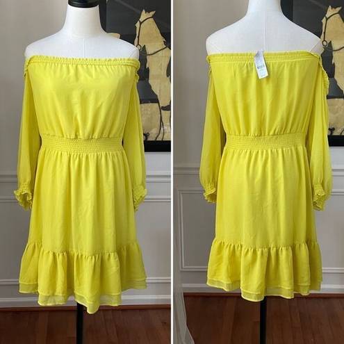 New York And Company  Yellow Off Shoulder Dress NWT L