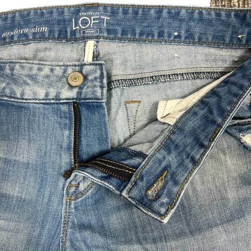 The Loft  Jeans Size 10P/30" Petite Modern Slim Straight Leg Light Wash Stretch Denim