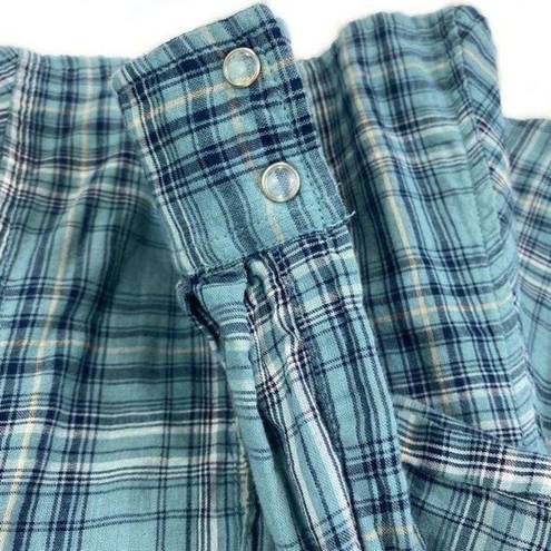 Style & Co  Plaid Button Up Long Sleeve Pearl Snap Blouse Sz XS