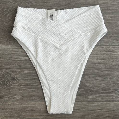 Aerie NWT  Crossover High Cut Cheeky Bikini Bottom Swiss Dot White Size Medium