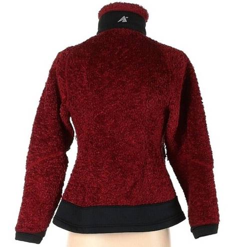 Eastern Mountain Sports  Womens Small Red Black Half Zip Pullover Fleece Sweater