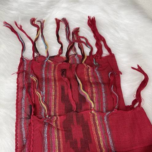 Forever 21 Red Multicolor Southwestern Print Fringe Scarf Light Weight  OSFM