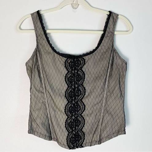 Frederick's of Hollywood  Corset Bustier Sexy Top Lace Mesh Medium Black Y2K Vtg