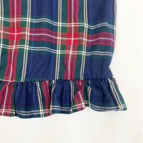 Hill House  The Katherine Nap Dress Navy Blue Tartan Plaid Ruffle Mini Shift