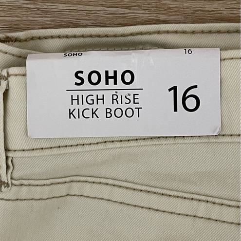 Nicole Miller New with Tags  Soho High Rise Kick Boot Cream Colored Jeans Size 16