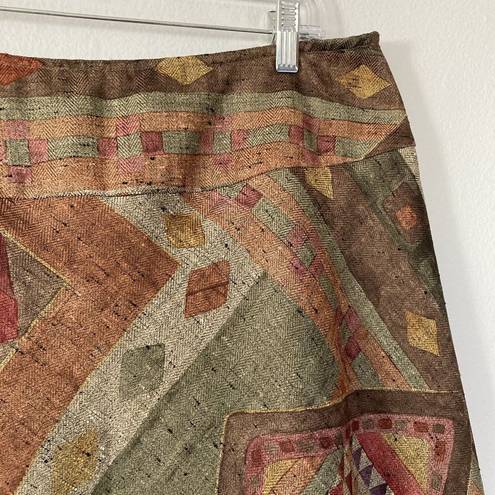 Coldwater Creek  Skirt Large Twill Woven Southwest‎ Western Geo Print Yellowstone