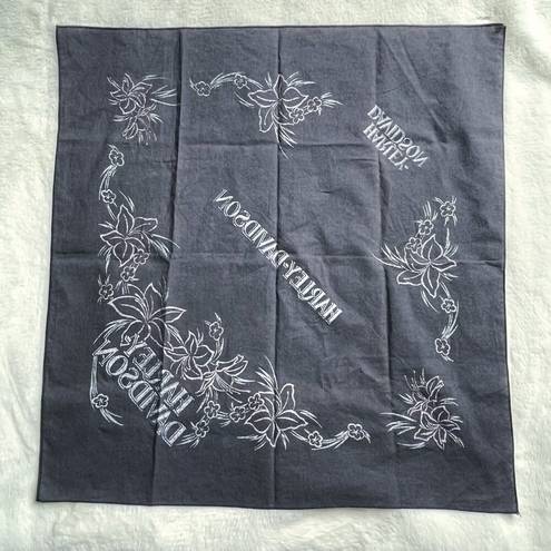 Harley Davidson  Vintage 80s Bandana Handkerchief Scarf Black Floral