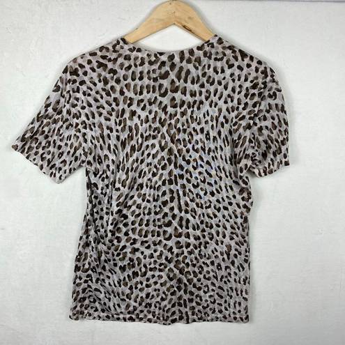 Equipment  Leopard Print Silk Short Sleeve T-shirt- Medium