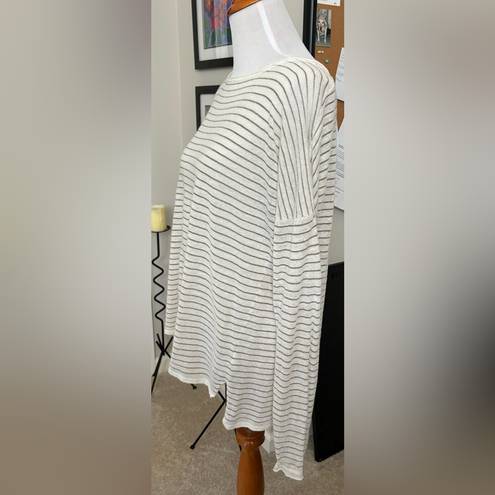 Vince  sheer off white with gold stripe top. Size M.