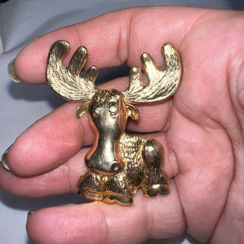 Krass&co Vintage JJ, Jonette Jewelry ., Moose Pin, Goldtone, Signed