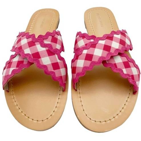 Draper James NIB  Piper Flat Sandals in Raspberry Pink Gingham Women's Size 8