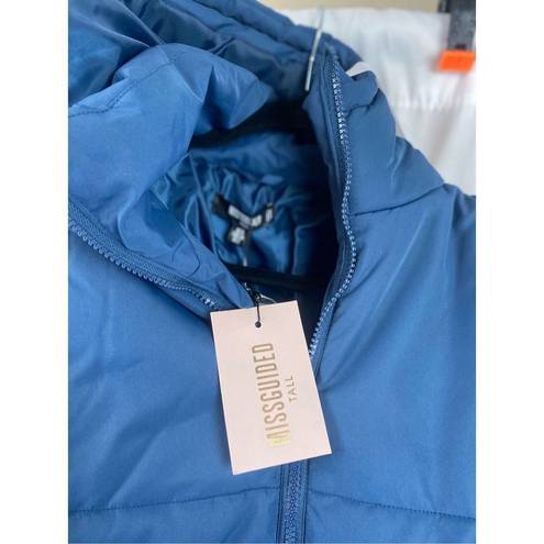 Missguided Misguided blue long puffer coat Tall LL square quilted puffer coat size 2 womens