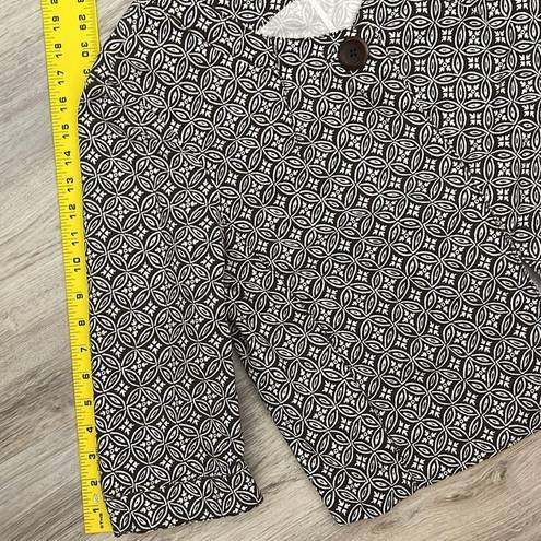 Talbots Brown & White Print 3/4 Sleeve Single Button Blazer Size 10