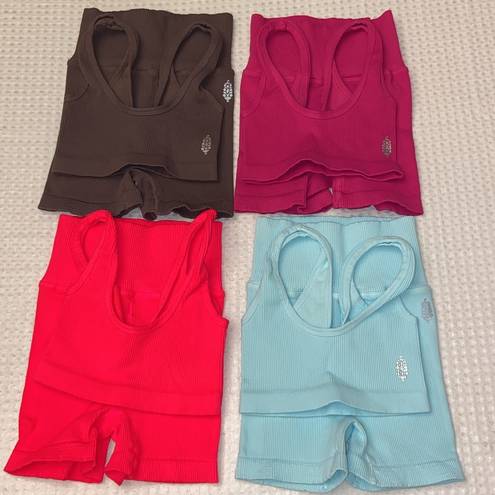 Free People NEW Set!  Movement XS/S Happiness Runs Scoop Neck Sports Bra & Shorts