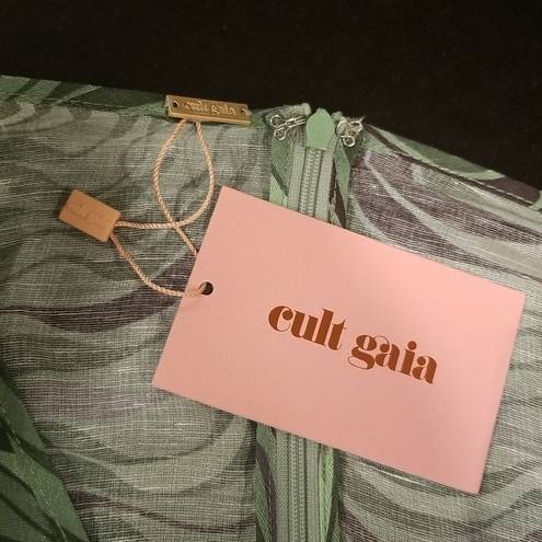 Cult Gaia 💕💕 Bruna Coverup ~ Linen Silk Saltation Basil Green Print Small S NWT