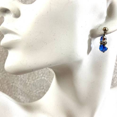 Swavorski Blue Swarovski Crystal drop Earrings round crystals silver rhinestone rondelle